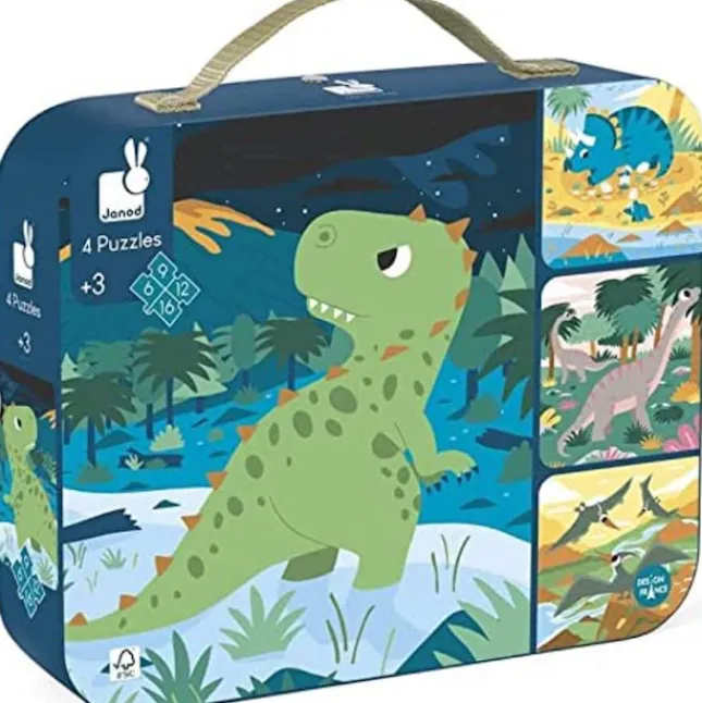 Fat Brain Toy 4 Progressive Puzzles - Dinosaurs New