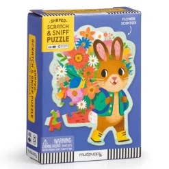 Fat Brain Toy Bunny Bouquet 48 Piece Scratch & Sniff Shaped Mini Puzzle Clearance