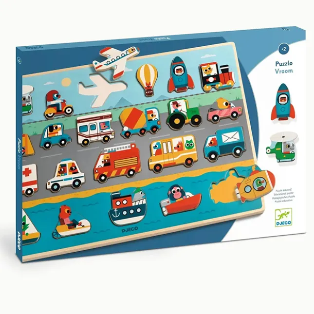 Fat Brain Toy Puzzlo Vroom Wooden Puzzle Hot