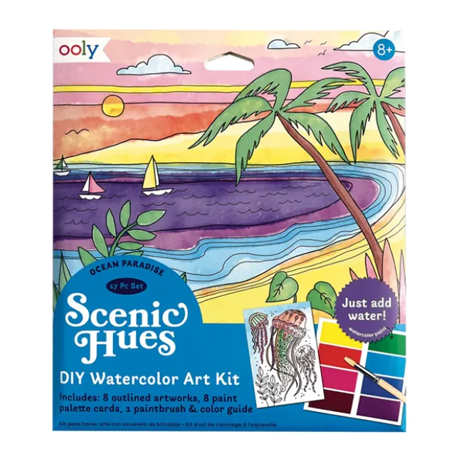 Fat Brain Toy Scenic Hues D.I.Y. Watercolor Kit Ocean Paradise Fashion