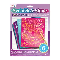 Fat Brain Toy Scratch & Shine Scratch Cards - Geometric Animals Outlet