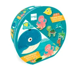 Fat Brain Toy Scratch Europe 2-in-1 Starter and Floor Puzzle - Ocean Fashion