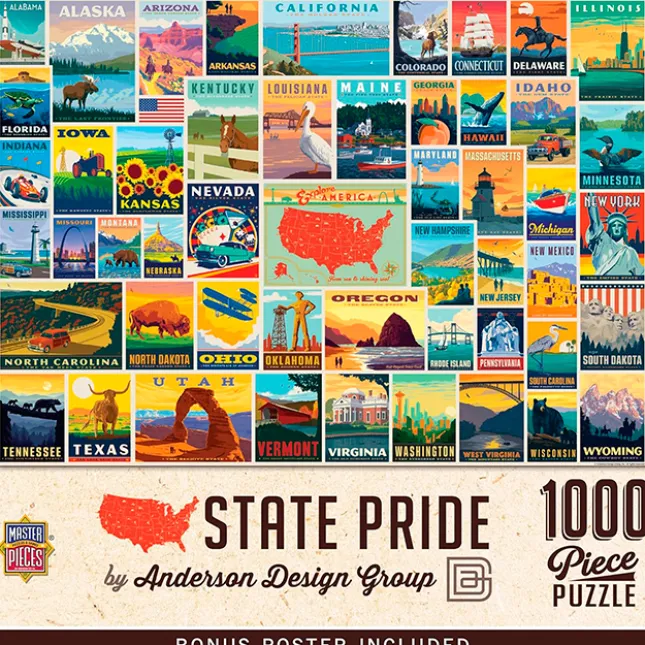Fat Brain Toy State Pride Vintage Collage Poster Art Puzzle - 1000 pc Fashion
